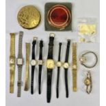 LADY'S WRISTWATCHES COLLECTION IN 9CT GOLD & OTHER METALS (10) and two vintage Stratton face