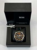 A HUGO BOSS 'ORANGE' WRISTWATCH - 46mm stainless steel case with orange hour batons and Arabic