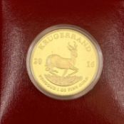 2016 SOUTH AFRICA MINT 1OZ FINE GOLD KRUGERRAND - with certificate No 334 from a limited edition