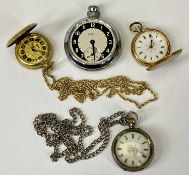 LADY'S & GENT'S FOB/POCKET WATCHES (4) - in 14ct gold, silver and other metals, the gold example