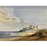 ALAN KIRKPATRICK 2001, (British born 1929), watercolour - coastal castle on hillside, signed and