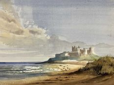 ALAN KIRKPATRICK 2001, (British born 1929), watercolour - coastal castle on hillside, signed and