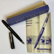 WATERMAN’S NO 502 CLASSIC BLACK FOUNTAIN PEN – with 14ct nib, original box with instructions