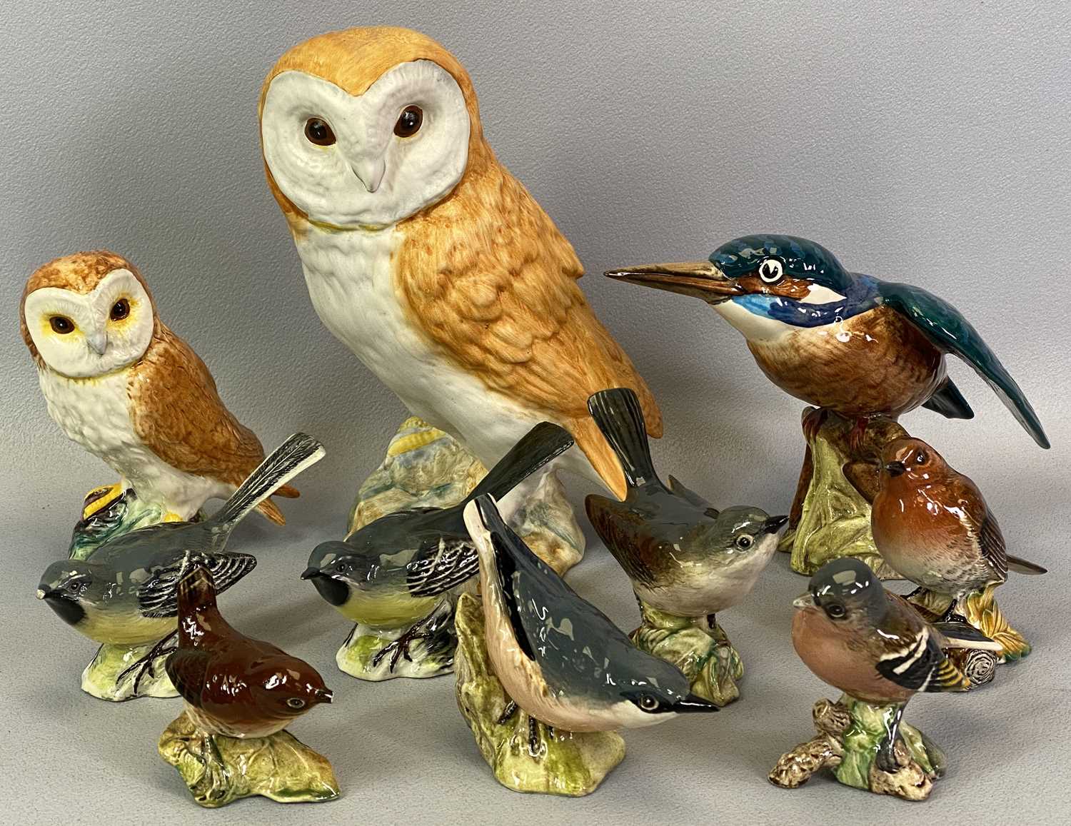 BESWICK BIRD FIGURES – a collection of barn owls (matt) Model 1046, barn owl, small (gloss),