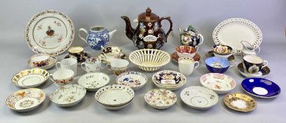 PERIOD PORCELAIN & LATER MIXED TEAWARE GROUP to include cabinet cups and saucers, 18th and early