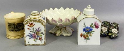 A FRENCH PORCELAIN TEA CADDY & COVER – late 19th century, painted with floral sprays and gilt