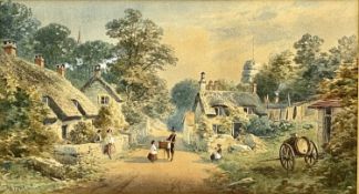 W GRAM (English School 19th Century) well executed watercolour - pedlar and children in lane outside