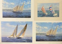 GWYN HUGHES (British 20th century) watercolour - racing yachts in full sail, signed lower right,