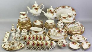 ROYAL ALBERT OLD COUNTRY ROSES COMPREHENSIVE TEA SERVICE & TABLEWARE - including two teapots, footed