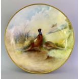 MINTON CIRCULAR BOWL - mid 20th century, painted with pheasants in landscape and signed Arthur