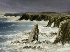 KEITH SHONE (British born 1931) watercolour - Anglesey Cliffs, signed lower left, 24 x 70cms