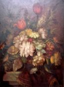 JOSEF FURST (Hungarian, 20th century) oil on board – still life of flowers, 38.5 x 28cms