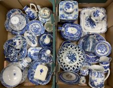 18TH CENTURY & LATER BLUE & WHITE POTTERY & PORCELAIN GROUP – to include Blue Crescent marked