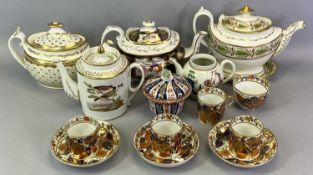 18TH CENTURY & LATER DECORATIVE TEAWARE - to include four various teapots with covers in hand