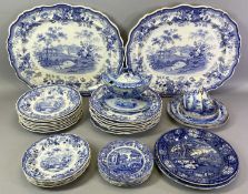 CIRCA 1830 & LATER BLUE & WHITE DECORATED DINNERWARE to include a Barker & Till dresser set