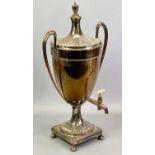 SILVER PLATE ON COPPER SAMOVAR - early 19th century, of classical design with side handles, cover
