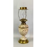 STONEWARE OIL LAMP - with gilded brass mounts, late 19th century with twin duplex burners, glass