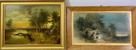 PASTEL DRAWING mid-19th century – Gypsy camp, 22.5 x 42cms and an oil on canvas – Gypsy camp by