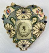 A GOOD FIRST WORLD WAR WELSH FUSILIERS 'SWEETHEART' CUSHION - central celluloid panel with the