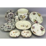 GERMAN PORCELAIN GROUP - to include a floral decorated twin-handled jardiniere, 'A R' backstamp in