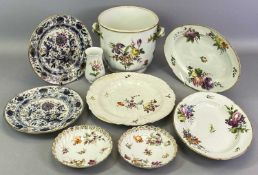 GERMAN PORCELAIN GROUP - to include a floral decorated twin-handled jardiniere, 'A R' backstamp in