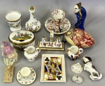 PORCELAIN & OTHER CABINET TRINKETS - to include Spode and Coalport miniatures, hand painted