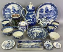 ENGLISH & OTHER, MAINLY BLUE & WHITE PERIOD PORCELAIN - 17 pieces to include a small Lowestoft