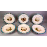 ATTRIBUTED TO MINTON 6 PIECE DESSERT SERVICE - 19th century, all the pieces with turquoise and