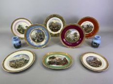 PRATTWARE PLATES - 19th century, a collection of 8 decorated with various scenes including Tremadoc,