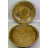 19TH CENTURY SYCAMORE DAIRY BOWLS (2) - 47.5cm and 45cm diameters