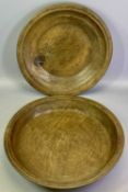 19TH CENTURY SYCAMORE DAIRY BOWLS (2) - 47.5cm and 45cm diameters