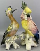 KARL ENS PORCELAIN BIRDS (2) – modelled as a colourful cockatoo and a Hoopoe circa 1920s, 28.5cms
