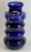 SCHEURICH WEST GERMANY CYLINDRICAL VASE - of multi waisted form, glazed in cobalt blue, base No