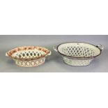 A DAVENPORT PEARL WARE CHESTNUT TRELLIS WORK BASKET - circa 1810 with diamond shaped openwork sides,