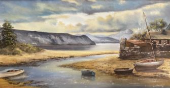 DOROTHEA HYDE oil on canvas - titled 'Abersoch', signed, 39 x 75cms