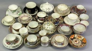 18TH CENTURY & LATER CABINET CUPS & SAUCERS, tea bowls and saucers ETC (within 2 boxes), makers