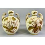 THE DERBY CROWN PORCELAIN COMPANY - twin handle vases of globular form, a pair, late 19th century