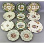 18TH & 19TH CENTURY CABINET PLATES - 12 items to include two hand painted floral panel square