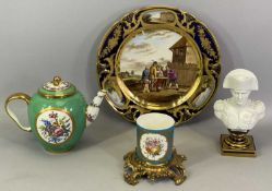 FRENCH PORCELAIN CABINET WARE - 4 items to include a Schoelcher & Son Fils Paris porcelain plate