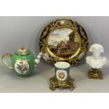 FRENCH PORCELAIN CABINET WARE - 4 items to include a Schoelcher & Son Fils Paris porcelain plate