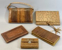 SILVER MOUNTED DE LA RUE LEATHER BRIDGE SET, a Finnigan’s leather clutch bag and three similar