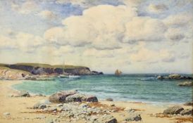 JOHN MCDOUGAL watercolour - title label verso 'Sunny Morning Cemaes Bay', signed lower left, 50 x