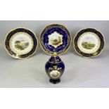 COALPORT PORCELAIN - 4 items to include plates, a pair, decorated by George Sparks circa 1845,