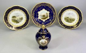 COALPORT PORCELAIN - 4 items to include plates, a pair, decorated by George Sparks circa 1845,