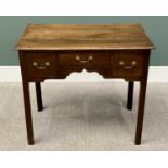 LATE 19th/EARLY 20th CENTURY REPRODUCTION OAK LOWBOY - having a three plank top over a base of three