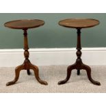 VINTAGE MAHOGANY WINE TABLES - a near pair having circular tray tops on turned columns and splayed