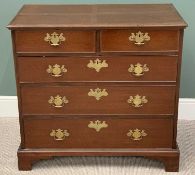 CIRCA 1840 MAHOGANY CHEST - having two short over three long oak lined drawers, all having
