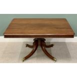 REGENCY MAHOGANY TILT TOP BREAKFAST TABLE - having a rectangular top on a turned column, on four