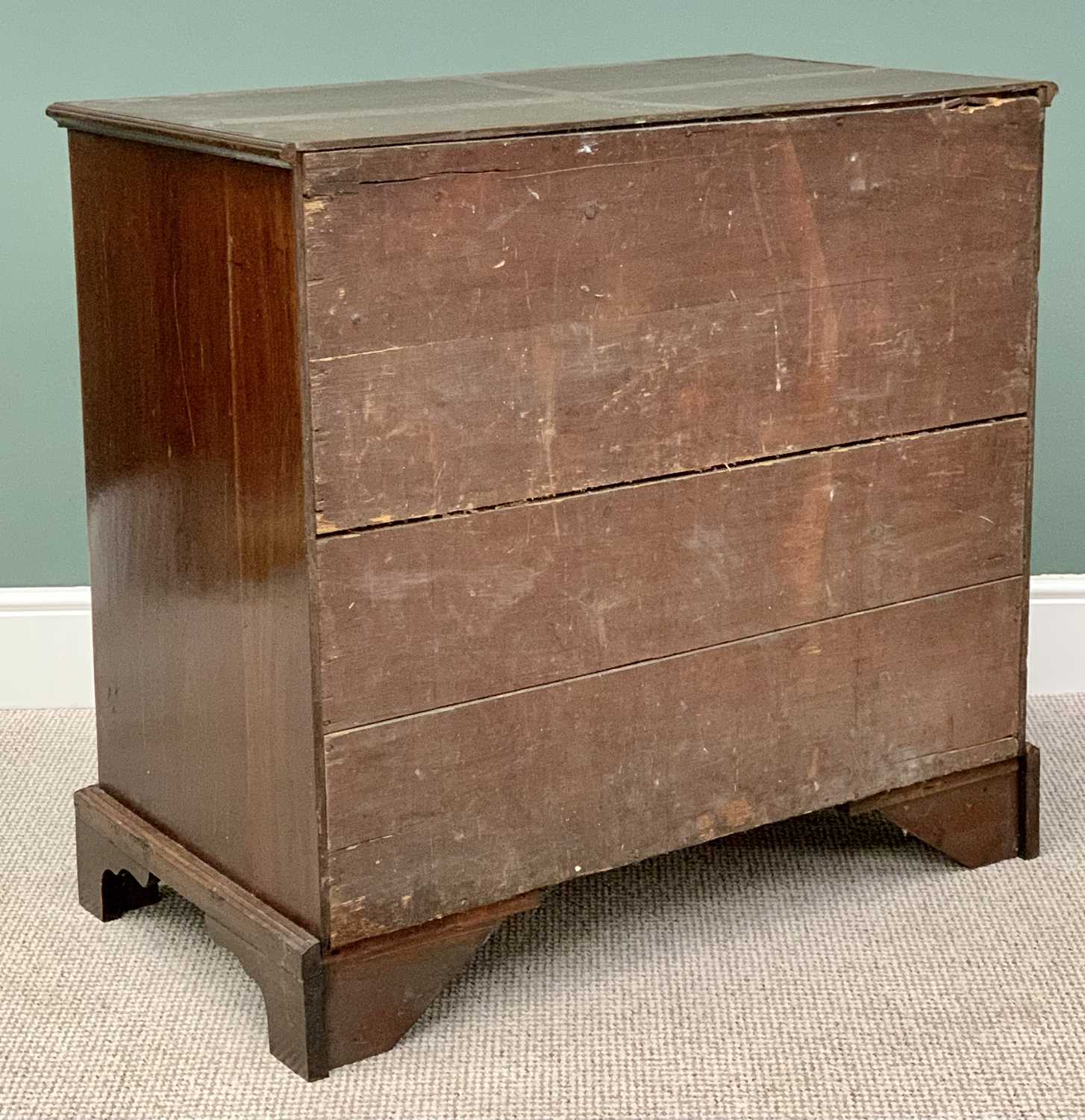 CIRCA 1840 MAHOGANY CHEST - having two short over three long oak lined drawers, all having - Image 2 of 3