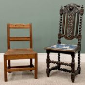 19th & EARLY 20th CENTURY OAK CHAIRS (2) - to include a period oak farmhouse chair with solid